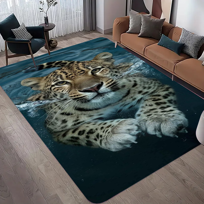 Commercial Printing Format - Dywan z motywem leoparda, realistyczny wzór